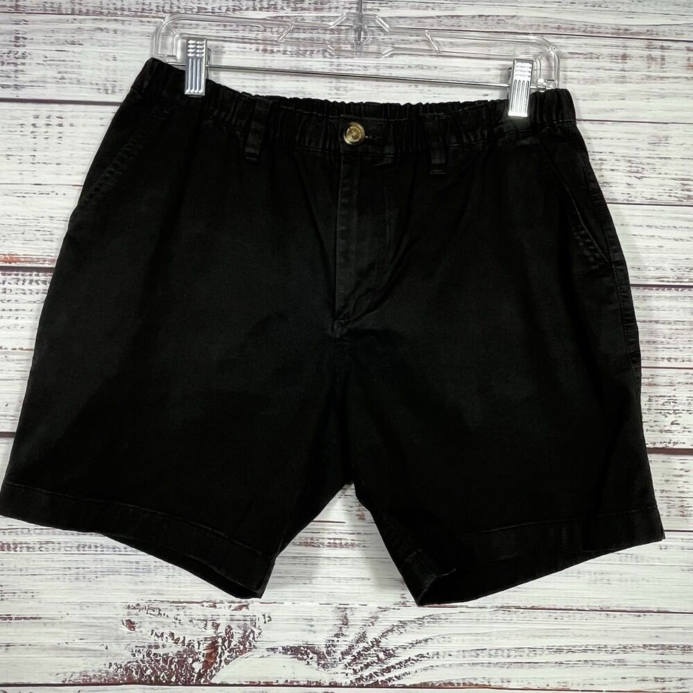 Chubbies Shorts Mens Medium Originals 7" Inseam Elastic Waist Chino Shorts Black